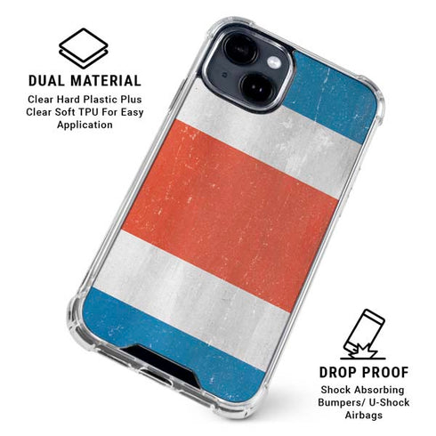 Costa Rican Flag Distressed iPhone 15 Clear Case